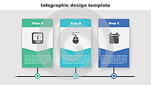 Set Ampere meter, multimeter, Computer mouse and Car battery. Business infographic template. Vector