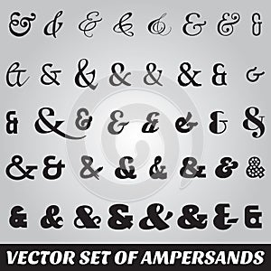 Set of ampersands from different fonts