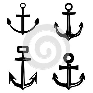 Set of anchor illustrations isolated on white background. Design element for logo, label, emblem, sign, poster, t shirt.