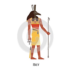 Set, Ancient Egyptian god. Old Egypts deity of deserts, disorder, violence. Mythology character with animal head