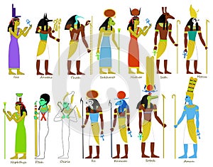 A set of Ancient Egyptian gods