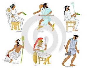 A set of Ancient Greek gods and goddesses