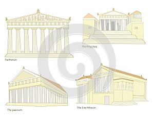 A set of ancient Greek temples