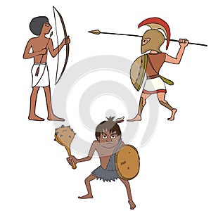 Set of ancient warriors, historical characters