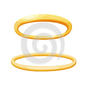 Set Angel golden nimbus shine halo in cartoon style isolated on white background. Magic ring, circle, aureole. photo