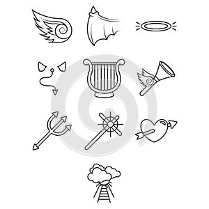 set angel icons. Vector illustration decorative design