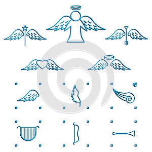 set of angel icons. Vector illustration decorative design