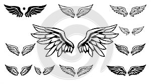 Set of Angel Wings Vector Illustrations