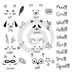 Set animal abstract design vector Negative space style.