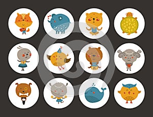 Set of animal avatars