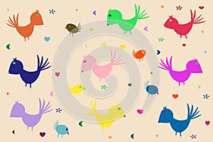 Set of animal Cartoon colorful set bird cute cartoon vector illustration