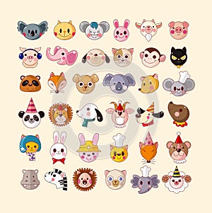 Set of animal face icons