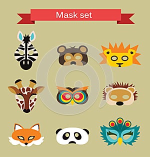 Set of animal masks for costume Party