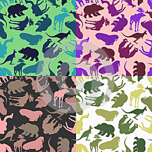 Set animal pattern. Color options from ornaments of wild animals