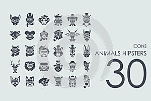 Set of animals hipsters icons