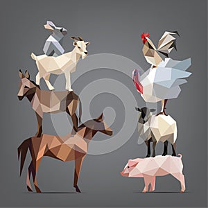 Set of animals living on the farm. vector illustration