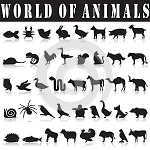 Set of animals silhouettes