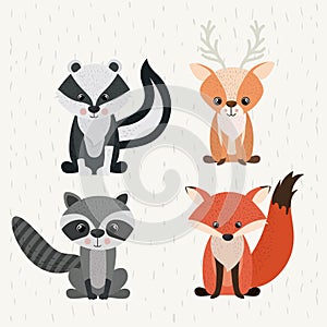 Set animals woodland wildlife icon photo