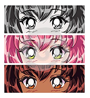 Set of anime eyes. Japanese manga style