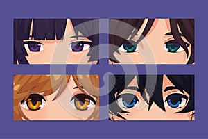 set of anime face boys