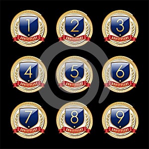 Set of Anniversary Blue Shield Luxury Badge