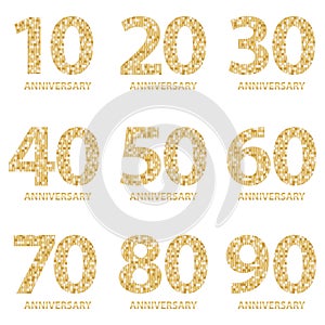 Set of Anniversary emblems , anniversary template design for web, game. Set of anniversary logotype.