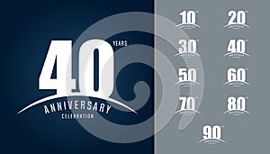 Set of anniversary logotype. Anniversary celebration design temp