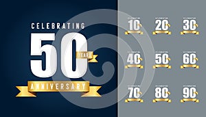 Set of anniversary logotype. Anniversary celebration design temp