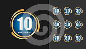 Set of anniversary logotype. Anniversary celebration emblem design template for booklet, leaflet, magazine, brochure