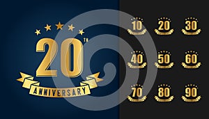 Set of anniversary logotype. Golden anniversary celebration embl