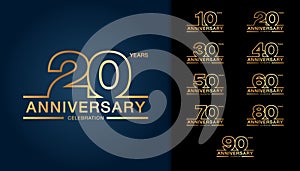 Set of anniversary logotype. Golden anniversary celebration emblem design for booklet, leaflet, magazine, brochure poster, web, i