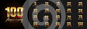 Set of anniversary logotype. Golden anniversary celebration emblem design for company profile, booklet, leaflet, magazine,