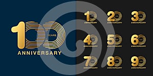 Set of anniversary logotype. Golden anniversary celebration emblem design for company profile, booklet, leaflet, magazine,