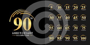 Set of anniversary logotype. Golden anniversary celebration emblem. Design for company profile, booklet, leaflet, magazine,