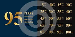 Set of anniversary logotype. Golden anniversary celebration emblem design for company profile, booklet, leaflet, magazine,