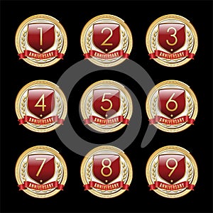 Set of Anniversary Red Shield Luxury Badge