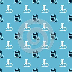 Set Antifreeze canister and Antifreeze test tube on seamless pattern. Vector