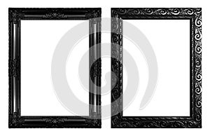 Set 2 - Antique black frame isolated on white background, clipping path