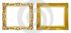 Set of antique gold frame isolated on white background, clipping path