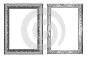 Set of antique silver gray frame isolated on white background, clipping path