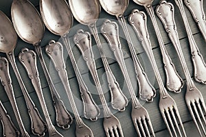 Set of antique silverware