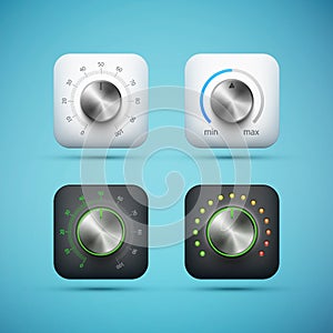 Set of app icon with music volume control knob