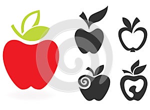 Set of apple icon isolated on white background.