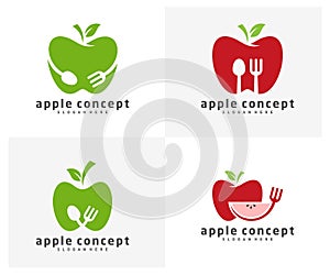 Set of Apple logo design vector template, Fruits Apple icon symbol