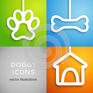Set of applique doggy icons. Vector illustration
