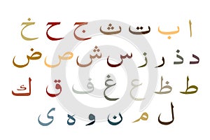 Set of the Arabic alphabet, , earthtone