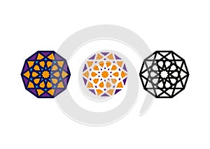 Set Arabic Decorative Pattern. Islamic Symbol, logo design templates. Arabic style emblems for luxury products, hotels, boutiques photo