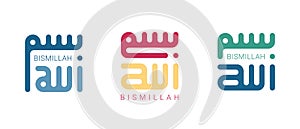 Set of arabic text Bismillah or Basmala photo