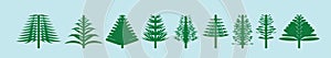 Set of araucaria tree cartoon icon design template with various models. vector illustration isolated on blue background