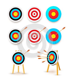 Set of Archery target. Vector illustration. Isolated on white background